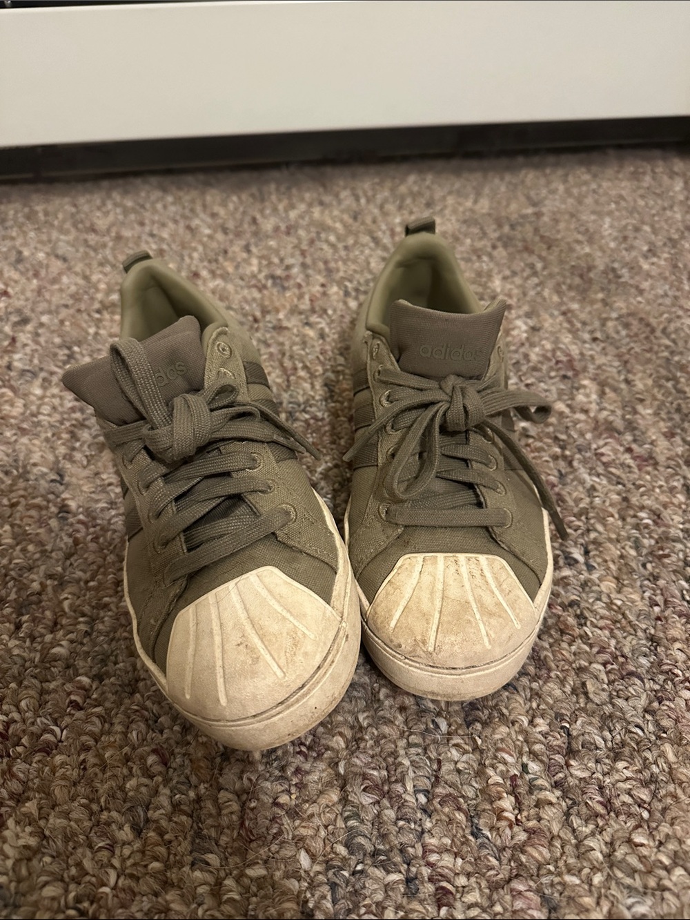 adidas Women's Olive Lace-Up Sneakers with Shell Toe